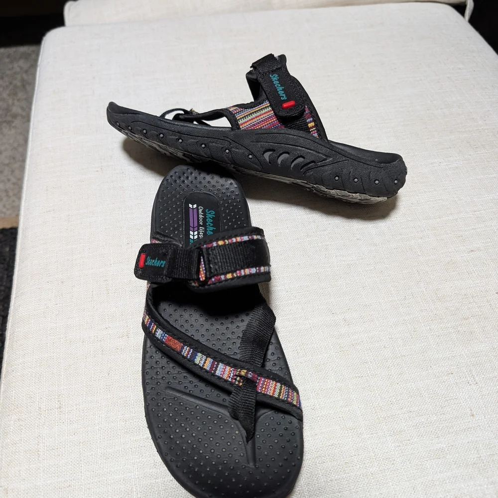 Black Sandals with Multicolor Straps - Picture 1 of 5